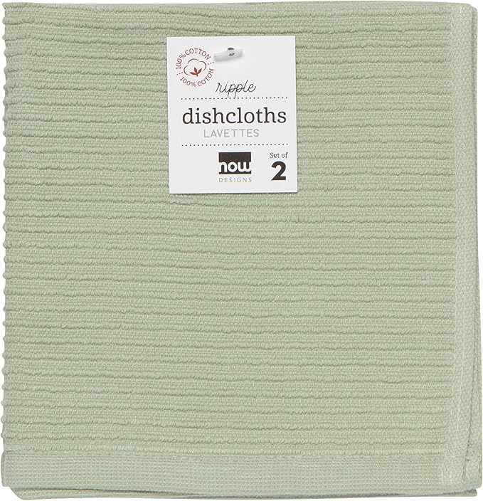 Now Designs Ripple Kitchen Dishcloth Sage 13 x 13in Set of 4