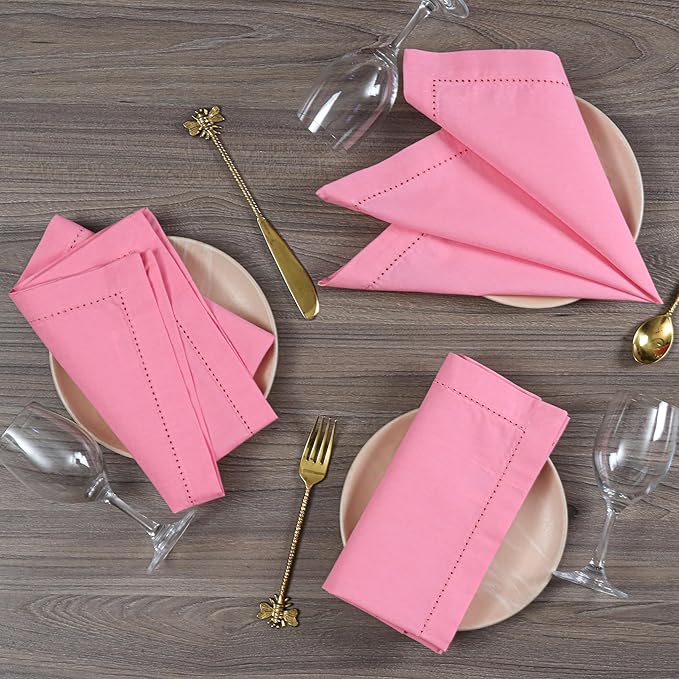 ALPHA Living HOME Cotton Cloth Napkins Set of 12, 18x18 Cotton Napkin Cloth Washable, Soft, Reusable Napkins for Wedding, Parties, Christmas, Thanksgiving, Everyday Use (Sherbet)