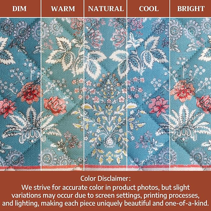 Maison d' Hermine 100% Cotton Oven Mitt & Pot Holder Set (7.5"x13" & 8"x8") Heat Resistant BBQ Cooking Gloves with Loop Baking Grilling Kitchen Gifts for Mothers Day Spring/Summer (Marquise)