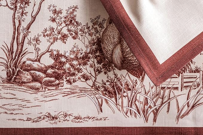 Maison d' Hermine Cloth Napkins Set of 4 100% Cotton for Thanksgiving Christmas Decorations Everyday Reusable Square Fall Napkins Cloth Washable Dinner Party (Holy Jouy - Brown, 20"x20")