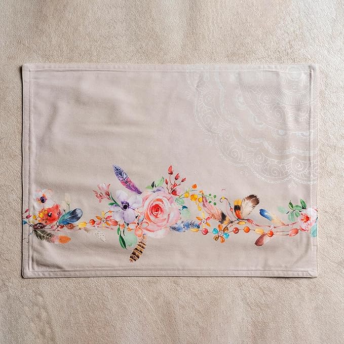 Maison d' Hermine Placemats Set of 4 100% Cotton Washable Cloth Place Mats Reusable Table Mats for Kitchen Dining Party Wedding Gifts for Mothers Day Spring/Summer (Ibiza - Beige, 13" x 19")