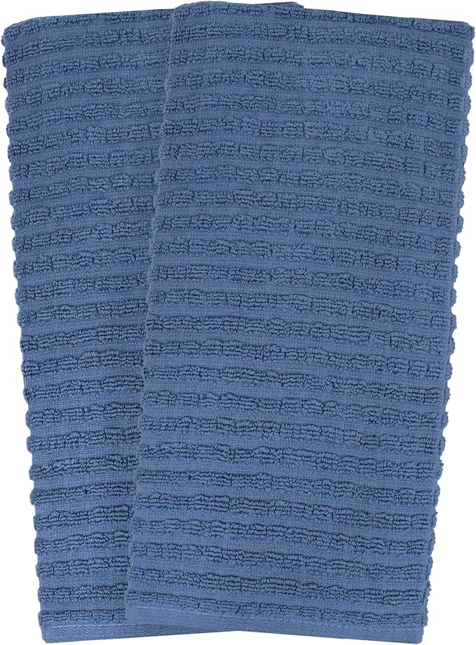 Ritz Royale Collection 100% Combed Terry Cotton, Highly Absorbent, Oversized Kitchen Towel Set, 28" x 18", 2-Pack, Solid, Federal Blue