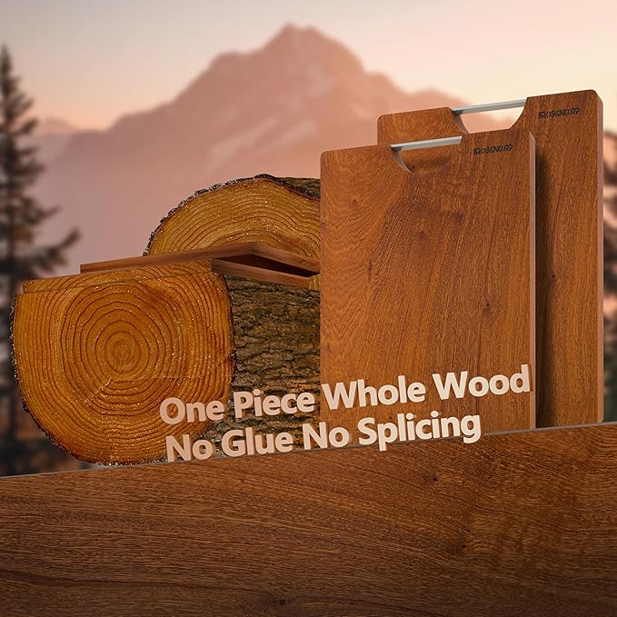 Brosisincorp Real Solid Sapele Cutting Board One Piece No Glue Non Toxic All Whole Single Wood Butcher Block Thick Hard Wood Heavy Duty Edge Grain (X-Large, 17.71"L*11.81"W*1.18"Th)