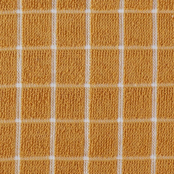 DII Basic Terry Collection Windowpane Dishcloth Set, 12x12, Honey Gold, 6 Piece