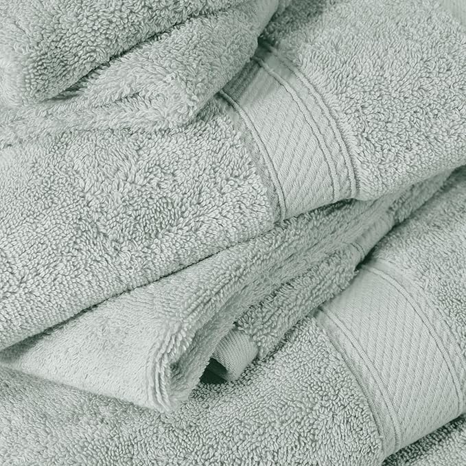 SUPERIOR Egyptian Cotton Pile 6 Piece Towel Set, Includes 2 Bath, 2 Hand, 2 Face Towels/Washcloths, Ultra Soft Luxury Towels, Thick Plush Essentials, Guest Bath, Spa, Hotel Bathroom, Sea Foam
