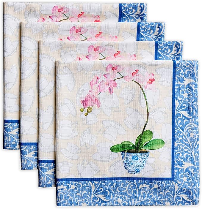 Maison d' Hermine Cloth Napkins Set of 4 100% Cotton Everyday Reusable Square Napkins Cloth Washable Dinner Party Wedding Restaurant Gifts for Mothers Day Spring/Summer (Canton, 20" x 20")