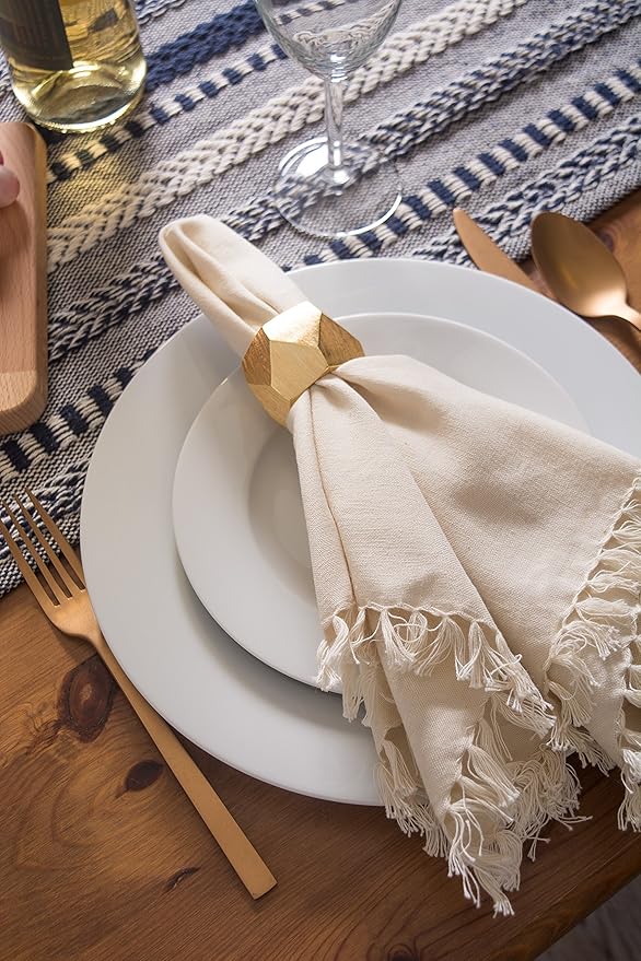 DII Farmhouse Braided Stripe Table Runner Collection, 15x72 (15x77, Fringe Included), Navy Blue