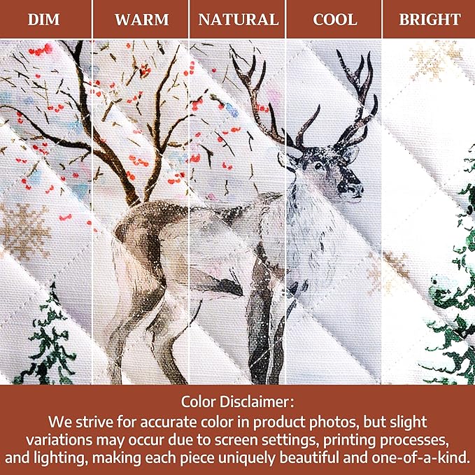 Maison d' Hermine Pot Holders 100% Cotton Heat Resistant Potholders 8" x 8" Hot Pads with Loop for Thanksgiving Christmas Decorations BBQ Cooking Baking Handling Hot Pans (Pack of 1, Rural Christmas)