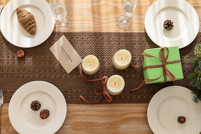 Keketoarrange Boho Brown Table Runner for Home Decor 13x90 Inches Farmhouse Macrame Woven Burlap Jute Rustic Coffee Table Runner Dresser Scarf Dining Kitchen Centerpiece Bohemian Decor