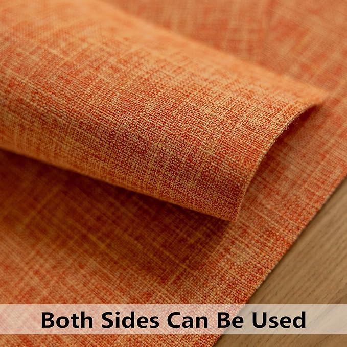 Demetex Orange Placemats Set of 6 Linen Place Mats Modern Washable Table Plate Mats for Dinner Banquet Buffet Restaurant Dining Room, 13x19 inch, Orange