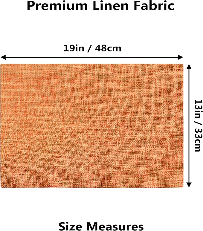 Demetex Orange Placemats Set of 6 Linen Place Mats Modern Washable Table Plate Mats for Dinner Banquet Buffet Restaurant Dining Room, 13x19 inch, Orange