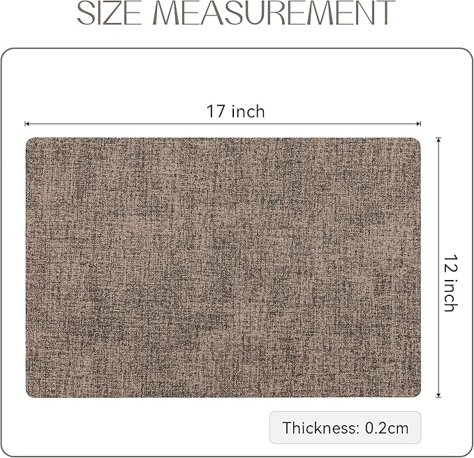 Romanstile Vinyl Placemats Set of 8-12 X 17 Inch - Faux Leather 100% Waterproof Oil-Proof Wipeable Place Mats, Heat Resistant Reversible PU Table Mats for Kitchen Dining Party Outdoor, Coffee