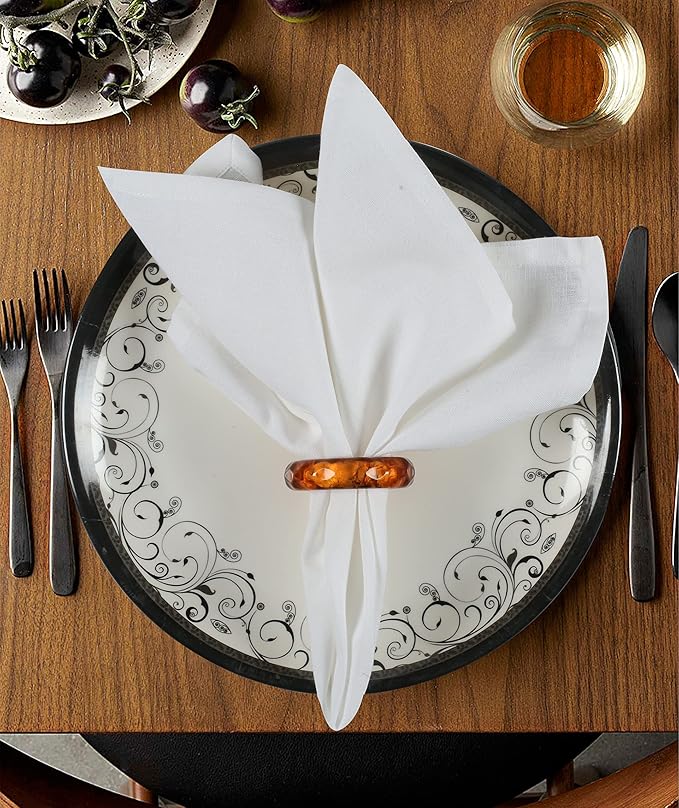 NATURALCRAFT White Cloth Napkins Set of 12 Cotton Linen Absorbent Soft Durable Easter Reusable and Washable Fabric Napkin -Ideal for Hotel Dinner Farmhouse Party Wedding Dinner Spring Everyday Use