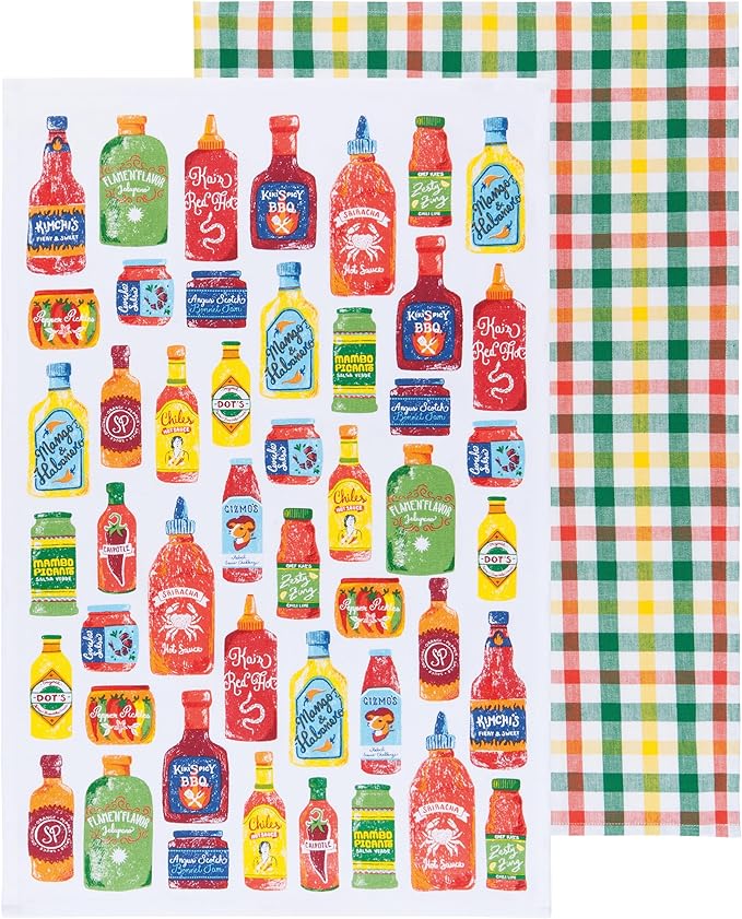 Now Designs by Danica 2-Piece Hot Sauce Print Cotton Dishtowels Set