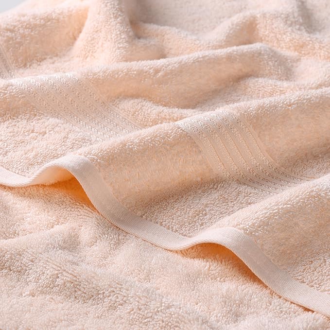 Superior Egyptian Cotton 3-Piece Towel Set, Basic Towels For Bathroom, Home Decor, Guest Bath, Shower, Apartment, Included 1 Face, 1 Hand, 1 Bath Towel, Washcloth, Quick Dry, Peach