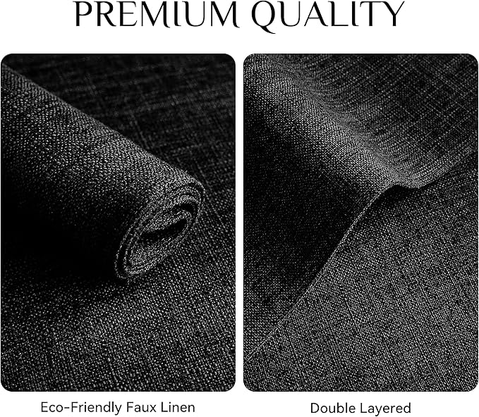Softalker Faux Linen Placemats Set of 12-12 x 18 Inch, Heat Resistant Double Layered Durable Burlap Farmhouse Place Mats, Non-Slip Washable Rustic Table Mats for Dining, Kitchen, Party（Black