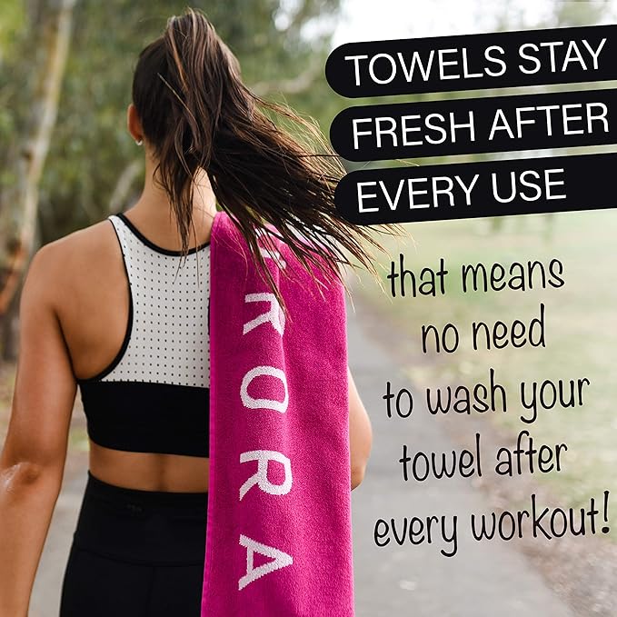 Fuchsia Hot Pink Gym and Yoga Towel for Women - 100% Silver Infused Organic Cotton Pilates Towel, 500 GSM, 31.5"x15.75" - Soft Absorbent Sweat Towels for Workouts Without the Smell