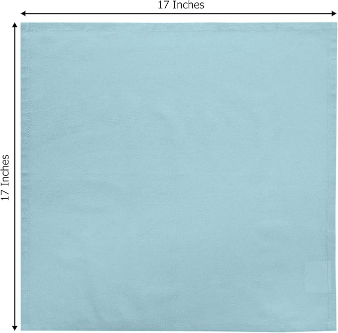 COTTON CRAFT Easter Cloth Napkins - Set of 8 Soft 100% Cotton Napkins - Reusable Lunch Brunch Dinner Napkins - Spring Summer Table Decor - Machine Washable - 17 x 17 inches - Serenity Blue