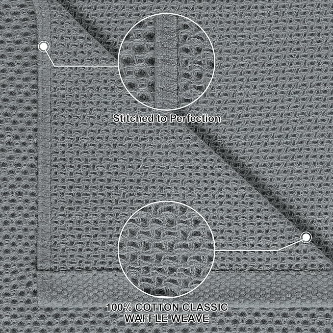 Homaxy 100% Cotton Kitchen Towels and Dishcloths Set, 12 x 12 Inches and 13 x 28 Inches, Set of 8 Bulk Kitchen Towels Set, Ultra Soft Absorbent Dish Cloths for Washing Dishes, Grey