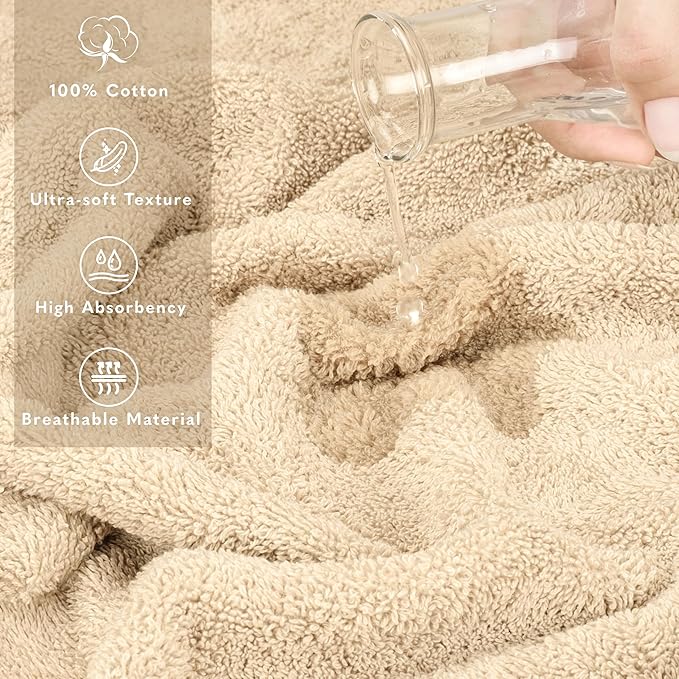 American Soft Linen 35x70 Jumbo Large Bath Towel, 600 GSM 100% Cotton Turkish Bath Sheet, Oversized Luxury Bath Towel for Bathroom Beach and Pool, Beige