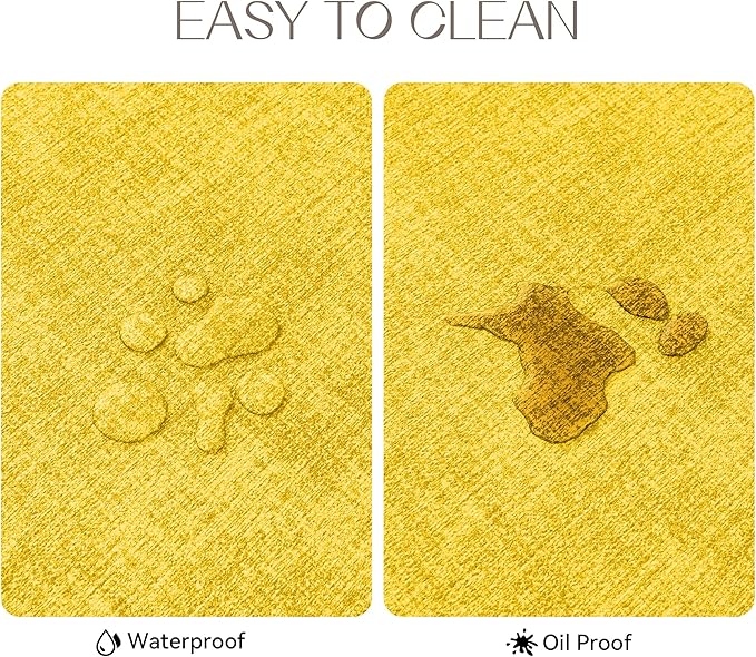 Romanstile Vinyl Placemats Set of 12-12 X 17 Inch - Faux Leather 100% Waterproof Oil-Proof Wipeable Place Mats, Heat Resistant Reversible PU Table Mats for Kitchen Dining Party Outdoor, Yellow