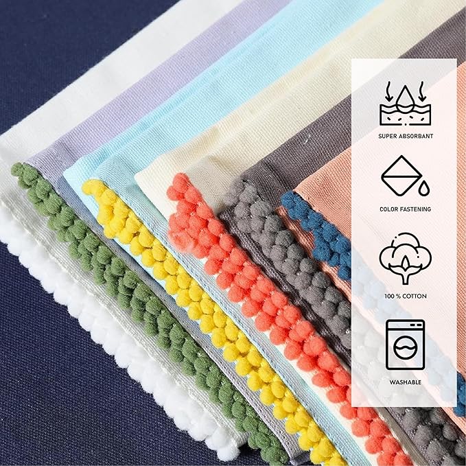 TARAN LIVING Kitchen Towels 100% Cotton Solid Kitchen Dish Cloths, Kitchen Hand Towel Reusuable Dish Towel for Cleaning & Drying Tea Towels Set with Hanging Loop - 18"x 28", Pack of 6 Pastel Colors