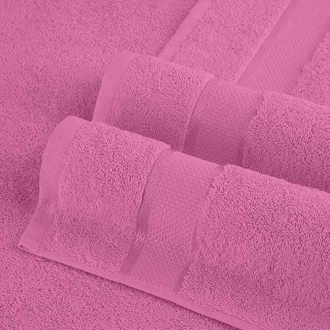 Elegant Comfort Premium Cotton 8-Piece Towel Set, Includes 4 Washcloths, 2 Hand Towels and 2 Bath Towels, 100% Turkish Cotton - Highly Absorbent and Super Soft Towels for Bathroom, Light Pink
