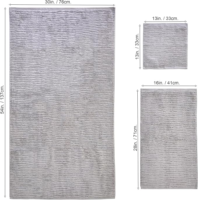 SKL Home CloudSoft 100% Cotton Luxury 6-Piece Towel Set, 600 GSM, Ultra Plush & Absorbent - 2 Bath Towels, 2 Hand Towels, 2 Washcloths, Gray