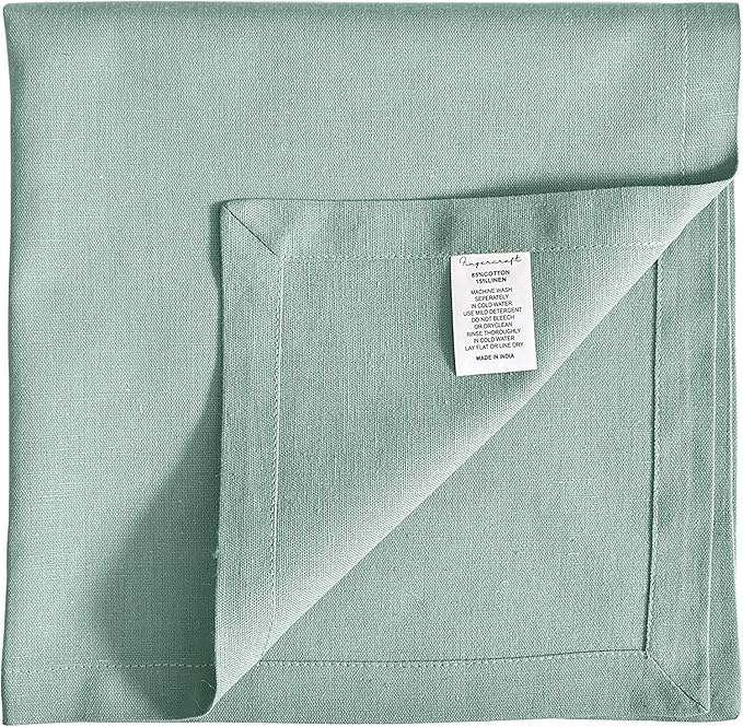 Cloth Napkins Dinner Washable Set of 4 in Cotton Linen Fabric Premium Quality, Mitered Corners for Reusable Every Day Use Pre Shrunk and Good Absorbency Christmas Cloth Napkins (Pack of 4, Aqua)