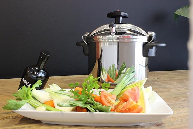 MAGEFESA Star 8.4-Quart Stainless Steel Pressure Cooker, Works on All Stovetops (Induction Compatible), Safety Lock & 8 PSI Cooking