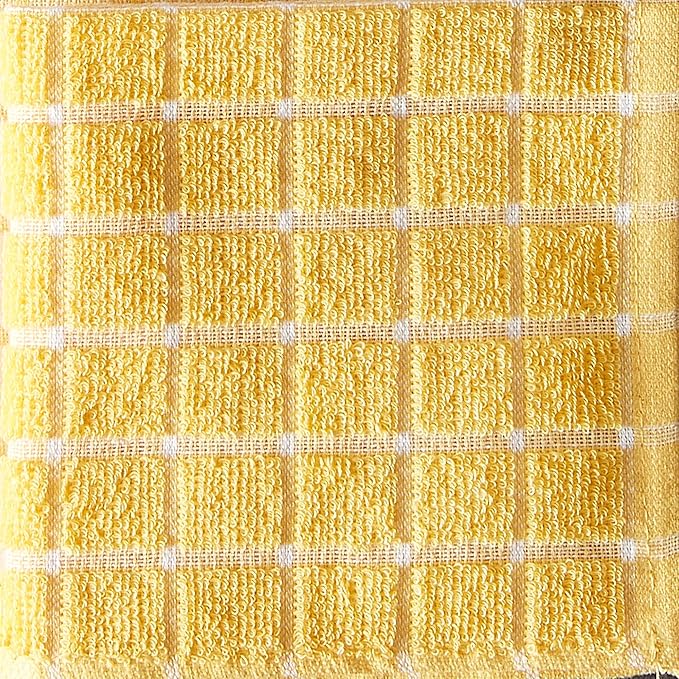 DII Basic Terry Collection Windowpane Dishcloth Set, 12x12, Yellow, 6 Piece