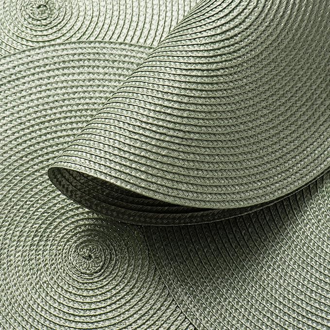 AHHFSMEI Round Placemats Set of 8 Heat Resistant Washable Non-Slip Woven Braided Table Mats for Dining Table Kitchen & Home Decor (Sage Green,8)