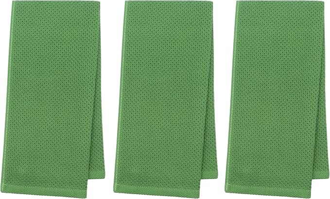 Mia'sDream Kitchen Towels Set, Cotton Dish Towels for Kitchen Washing Dishes, Soft and Absorbent Kitchen Hand Towels Tea Towels, 13inch x 28inch 3 Packk (Green)