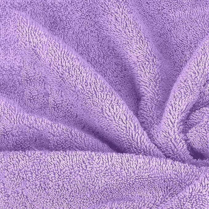 Mocassi Luxury 100% Turkish Cotton 6-Piece Towel Set - Ultra Soft, Quick Dry Highly Absorbent Premium Spa Hotel Quality Bath Towels, Includes 2 Bath Towels, 2 Hand Towels and 2 Washcloths, Lilac