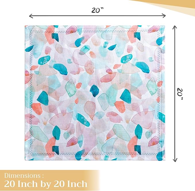 Maison d' Hermine Cloth Napkins Set of 4 100% Cotton Everyday Reusable Square Napkins Cloth Washable Dinner Party Wedding Restaurant Gifts for Mothers Day Spring/Summer (Summer Picnic, 20" x 20")