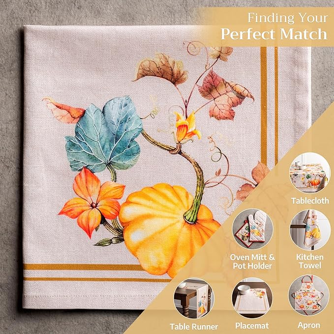 Maison d' Hermine Cloth Napkins Set of 4 100% Cotton for Thanksgiving Christmas Decorations Everyday Reusable Square Fall Napkins Cloth Washable Dinner Party (Potiron, 20"x20")