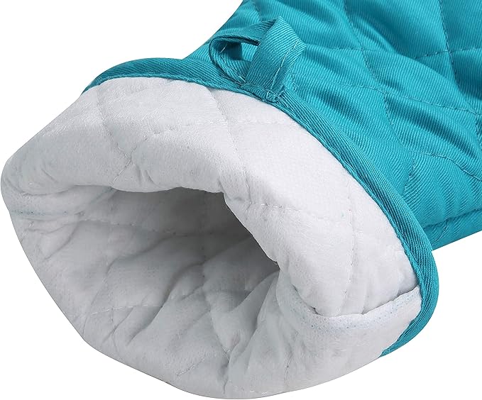 ARCLIBER Hot Pads and Oven Mitts,4PCS Heat Resistant Kitchen Gloves,Non-Slip Rubber Surface 2 Oven Mitts,2 Pot Holders for Cooking,Baking,Grilling,Barbecue,Blue