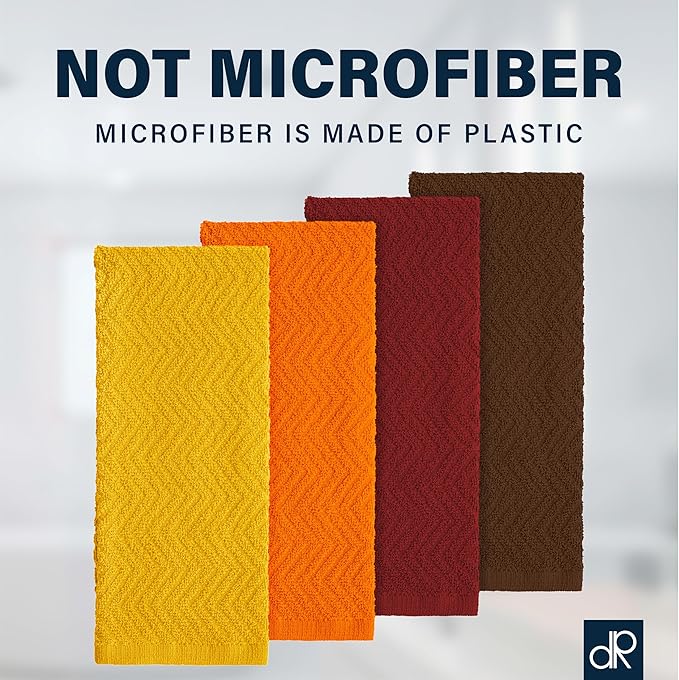 DecorRack 100% Cotton Kitchen Towels, 15" x 25" Absorbent Dish Towels [Premium Quality 400 GSM] Fall Set (Pack of 4)