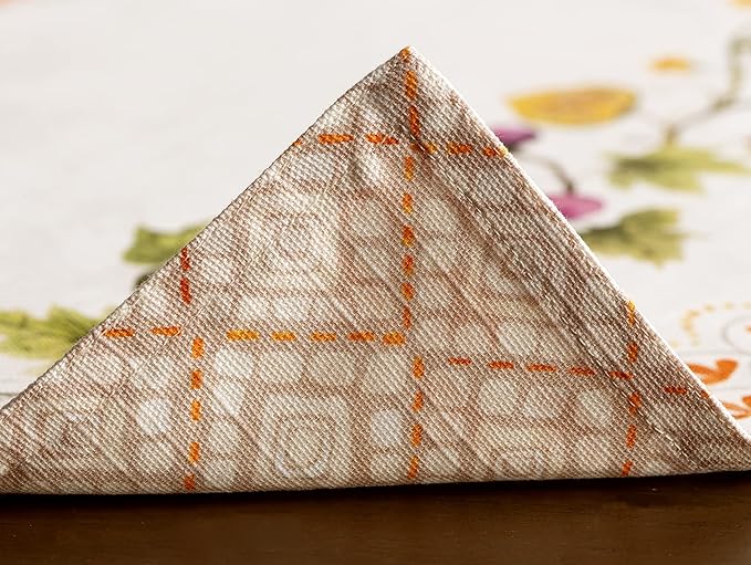 Maison d' Hermine Placemats Set of 4 100% Cotton Washable Cloth Place Mats, Reusable Table Mats for Thanksgiving Christmas Decorations Kitchen Dining Party (Pumpkin Garden - Cloudy Cream, 13" x 19")