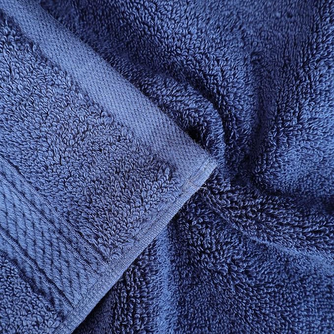 SUPERIOR Egyptian Cotton Pile Bath Sheet Set of 2, Ultra Soft Luxury Towels, Thick Plush Essentials, Absorbent Heavyweight, Guest Bath, Hotel, Spa, Home Bathroom, Shower Basics, Navy Blue
