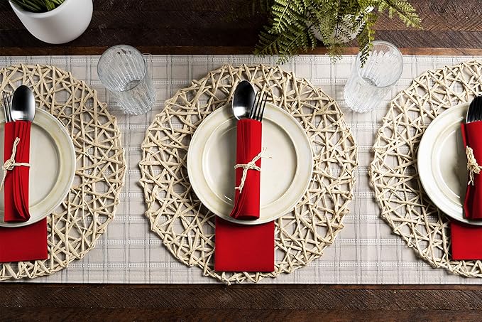 100 Linen-Feel Colored Paper Napkins - Decorative Cloth-Like Brighet Red Dinner Napkins - Soft And Absorbent. For Kitchen, Party, Wedding, Bathroom Or Any Occasion. (Pack of 100)