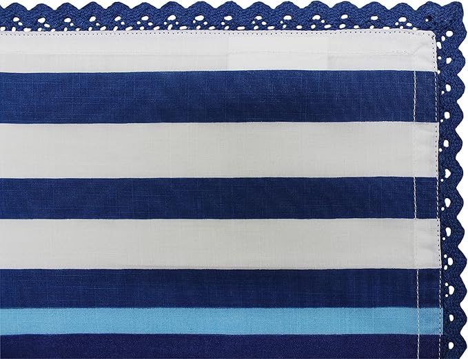 COTTON CRAFT Cloth Napkin - Set of 12 Pure Cotton Slub Elegant Lace Trim Everyday Dinner Napkins - Birthday Party Holiday Table Xmas Festive Gift - Thick Absorbent Washable Reusable Napkin -18x18 Blue