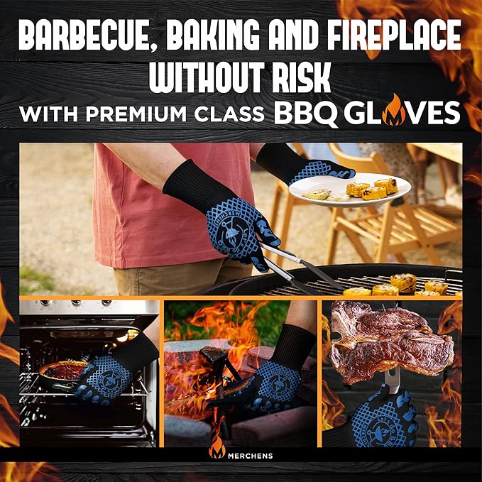 BBQ Grill & Oven Gloves 1472°F Heat Resistant – Fireproof, Non-Slip Silicone Mitts for Grilling, Smoking & Baking – Extra-Long Protection – Includes Storage Case & Luxury Gift Box | Pro Series