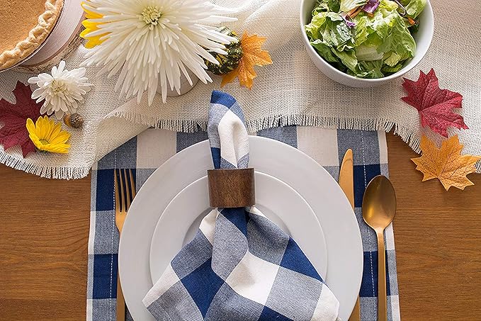 DII Buffalo Check Collection, Classic Farmhouse Cloth Napkin Set, 20x20, Navy & Cream, 6 Piece