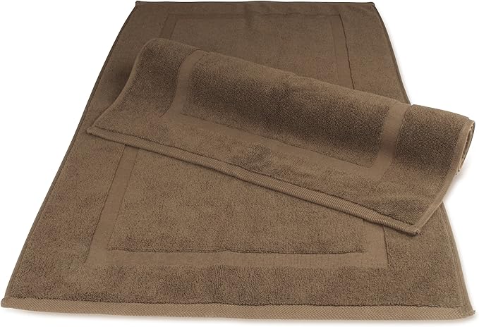 SALBAKOS 100% Turkish Cotton Bath Mat Set 2-Piece - 20x34 inch, Hotel & Spa Collection, Soft, Absorbent, Long Lasting, Durable Bathroom Rugs | Made in Turkey (Chocolate, 2 Bath Mats)