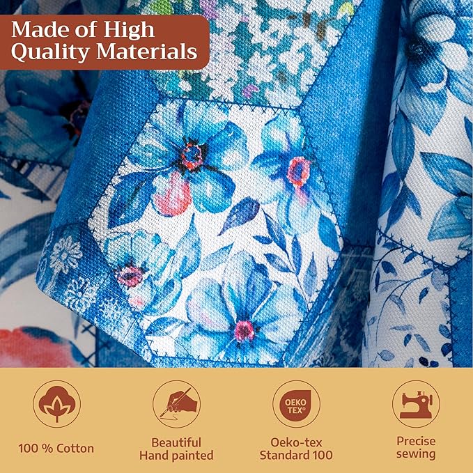 Maison d' Hermine Cloth Napkins Set of 4 100% Cotton Everyday Reusable Square Napkins Cloth Washable Dinner Party Wedding Restaurant Gifts for Mothers Day Spring/Summer (Summer Blues, 20" x 20")