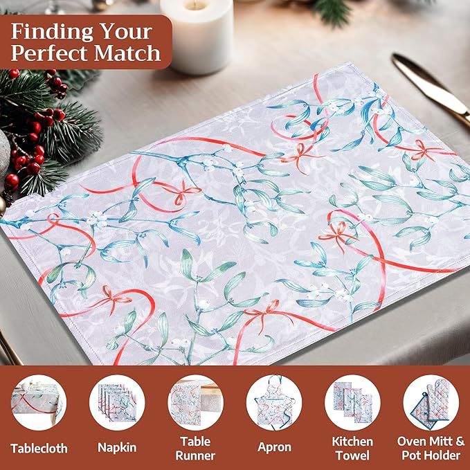 Maison d' Hermine Placemats Set of 4 100% Cotton Washable Cloth Place Mats, Reusable Table Mats for Thanksgiving Christmas Decorations Kitchen Dining Party Wedding Restaurant (Enora, 13" x 19")