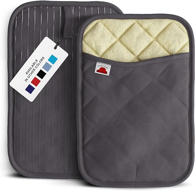 Big Red House - Silicone Pot Holders - Set of 2 Grey - 10x3 - Heat Resistant to 536 F / 280 C Kitchen Protectors Hot Pans Baking Professional Grade Cooking Mitts