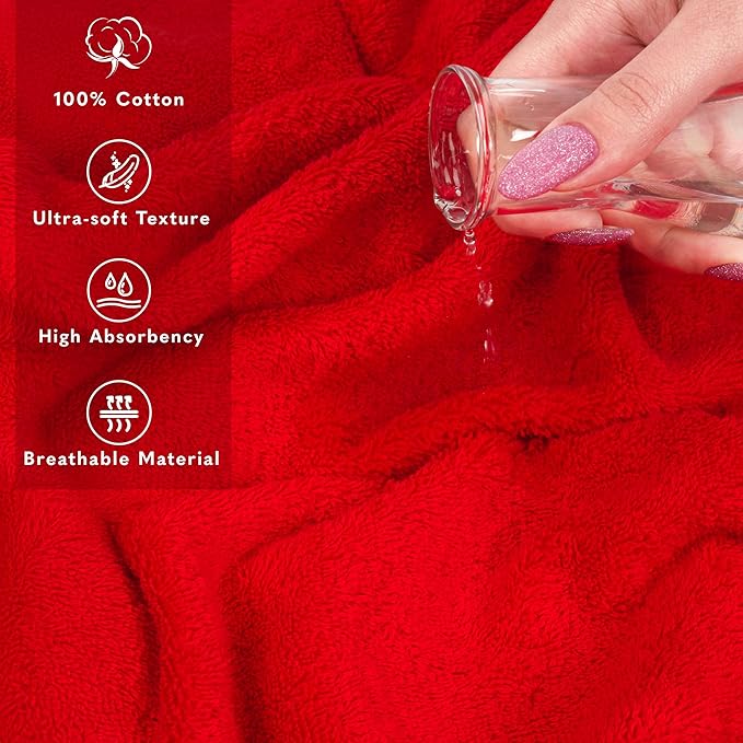 American Soft Linen 100% Cotton 600 GSM Turkish 40x80 Oversized Bath Towel Sheet, Extra Large Adult Towels for Bathroom, Red Bath Sheet