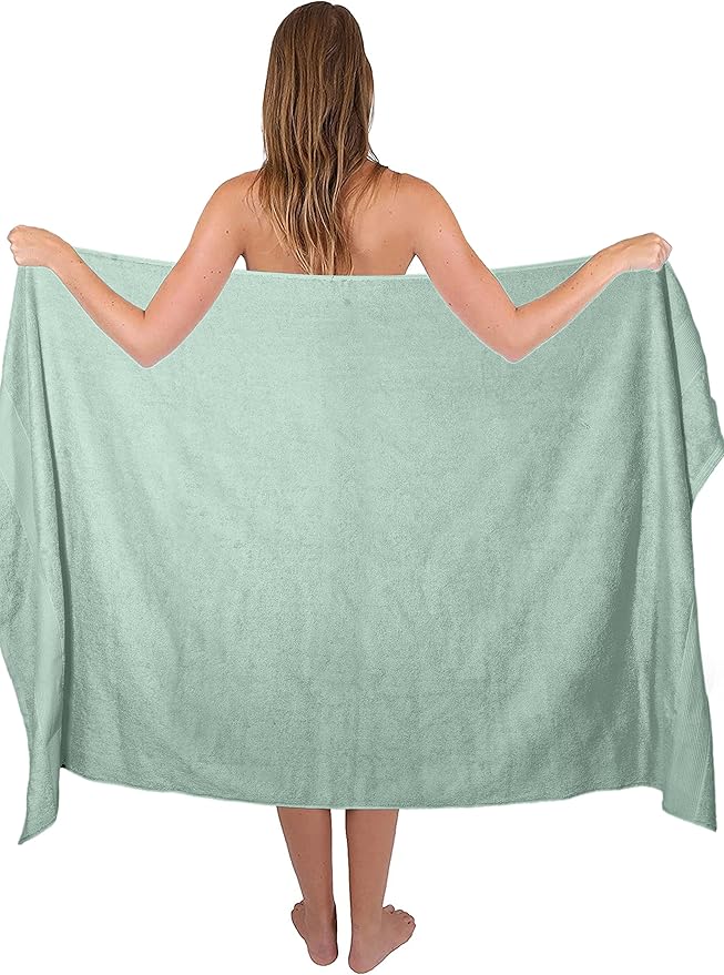 Belizzi Home Premium Cotton Oversized 2 Pack Bath Sheet 35x70-100% Pure Cotton - Ideal for Everyday use - Ultra Soft & Highly Absorbent - Machine Washable - Sea Green